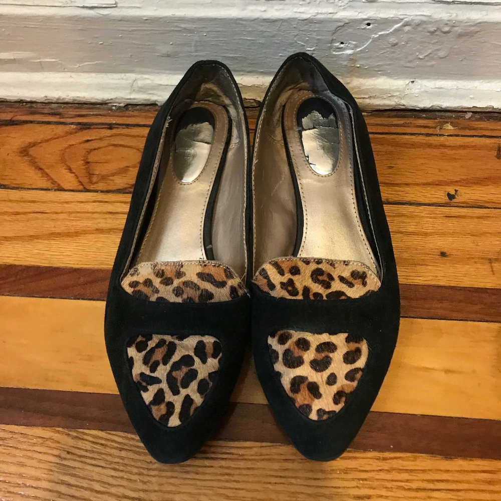 Black and Leopard Print Flats